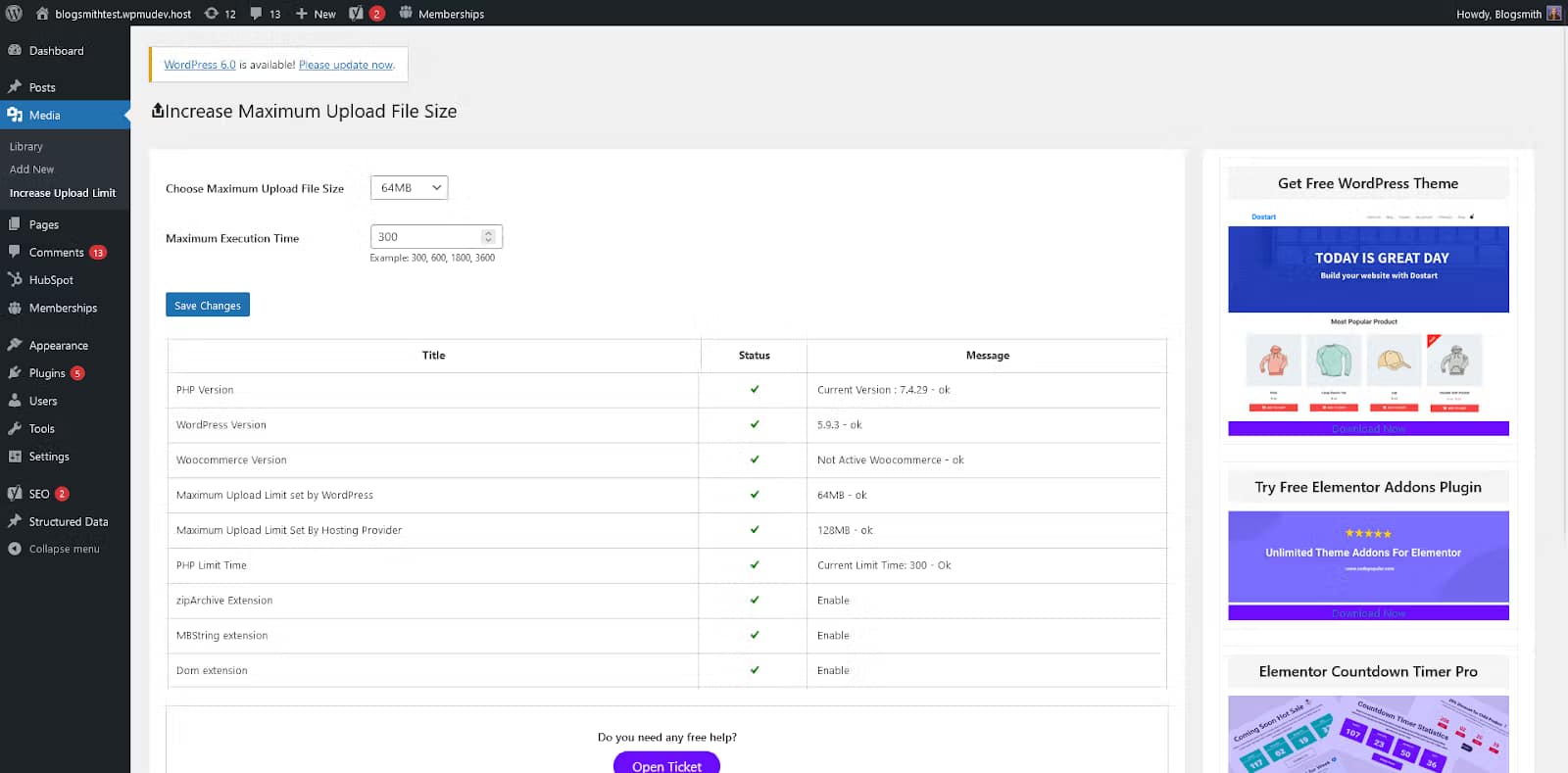 file size plugin select size