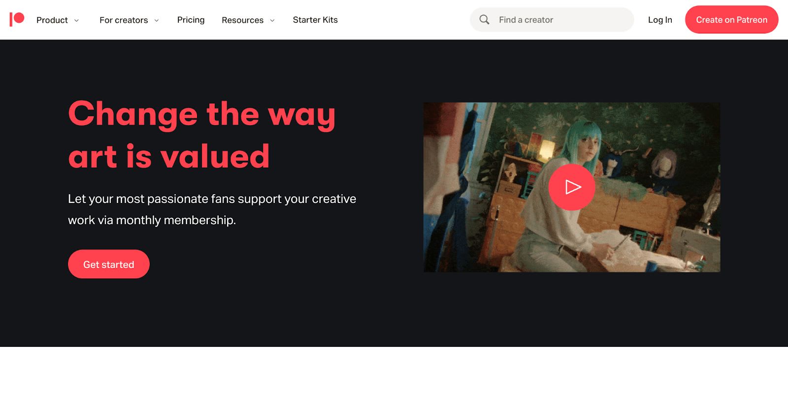Patreon homepage.