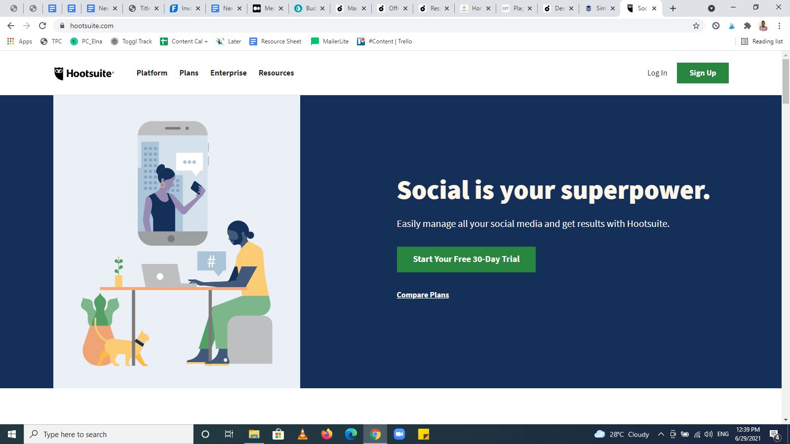 Hootsuite’s homepage example