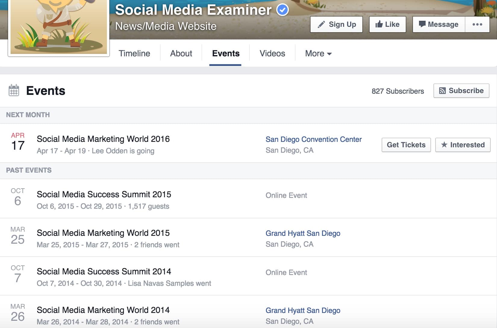 Event marketing using Facebook events - Social Media Examiner example