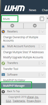 whm multiphp manager link