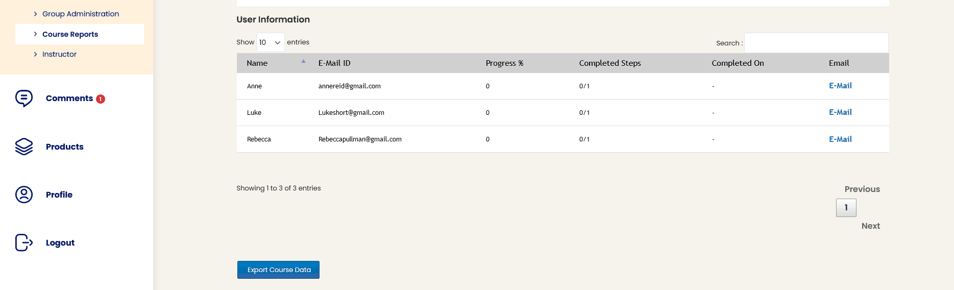 Export Course Reports