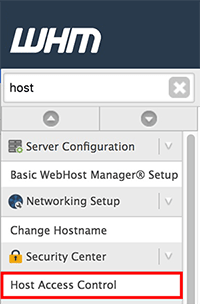 Host Access link in menu