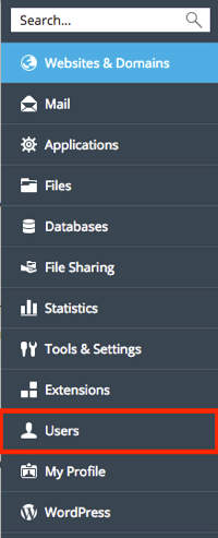 users highlighted in menu