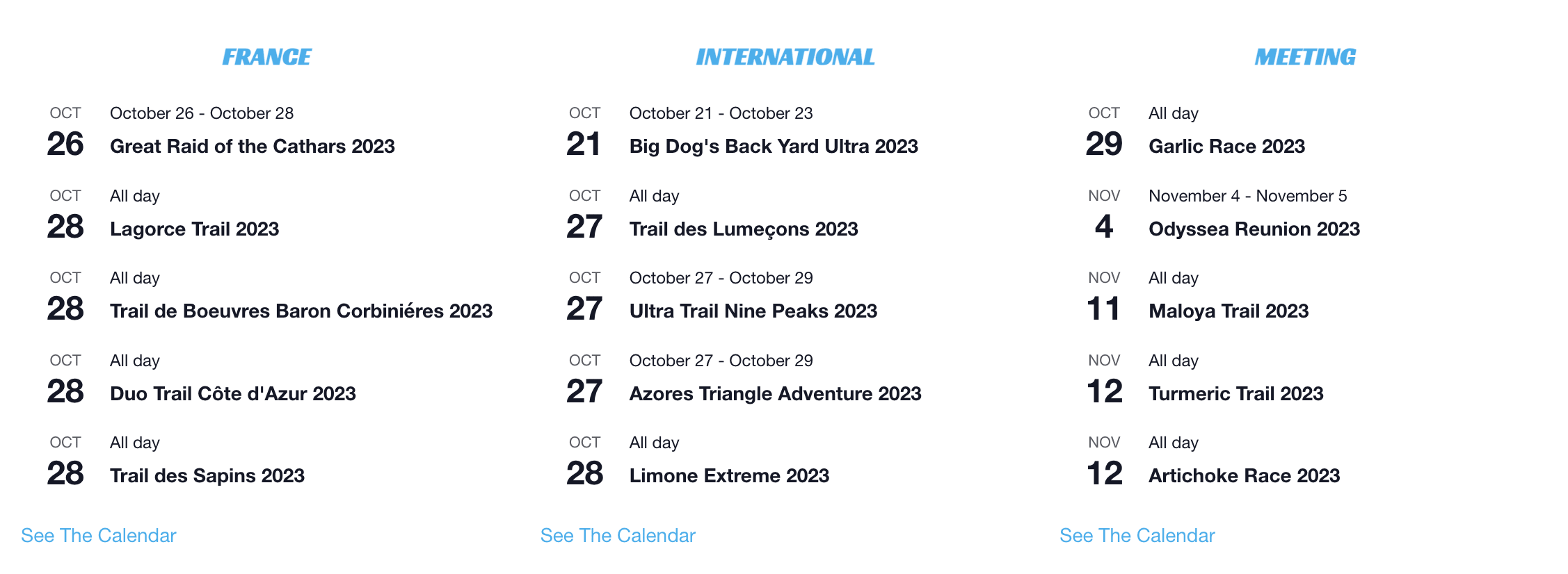 The Events Calendar widgets