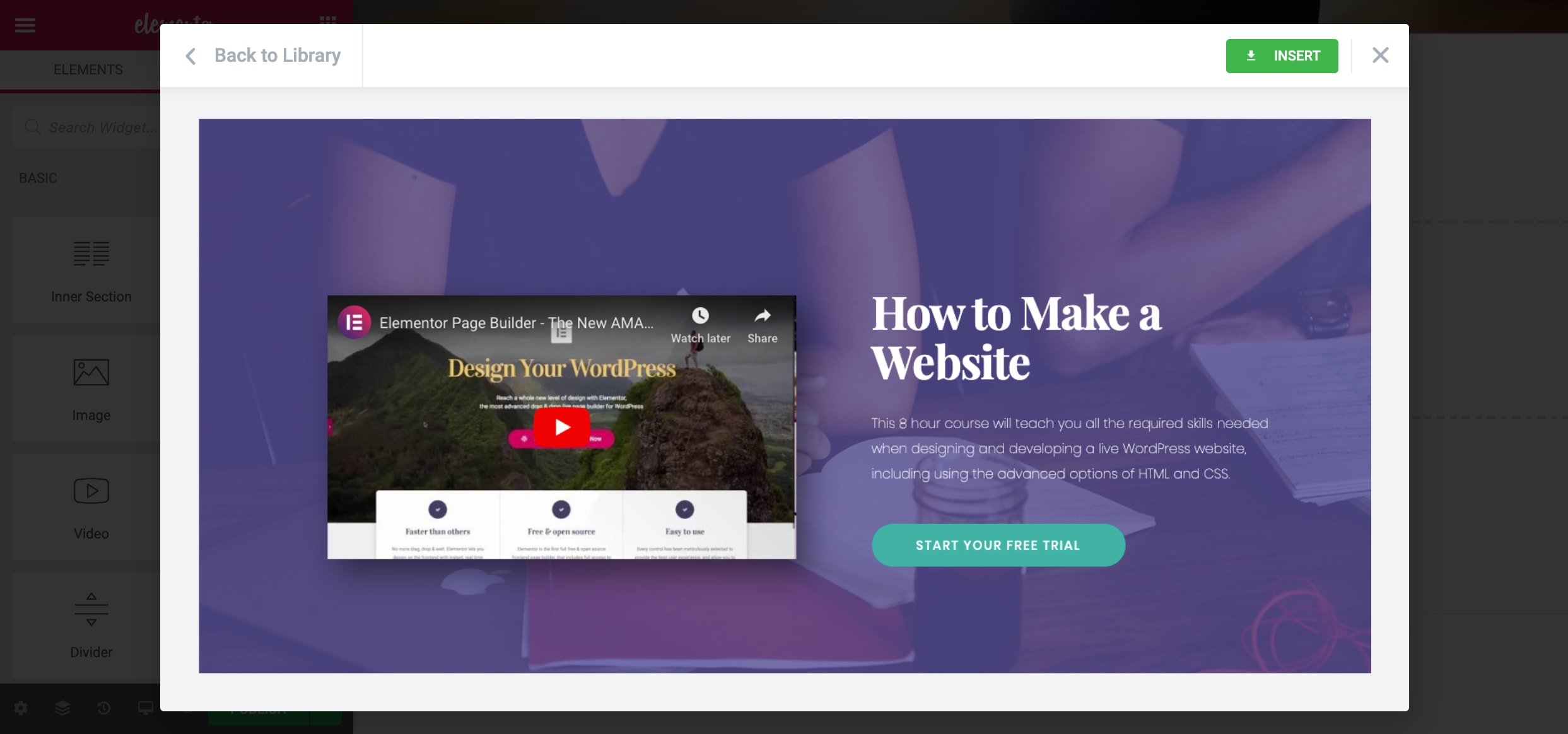 Add a template to your page by choosing the button that says ‘Insert.’