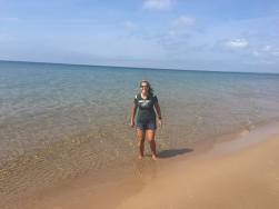 Nancy on a Michigan beach
