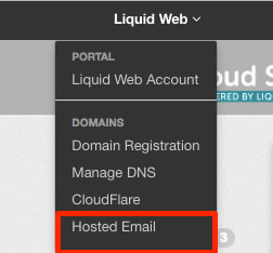 hosted email link highlighted
