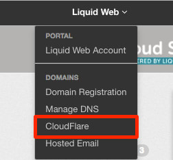 cloudflare link highlighted in menu
