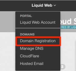 domain registration link highlighted