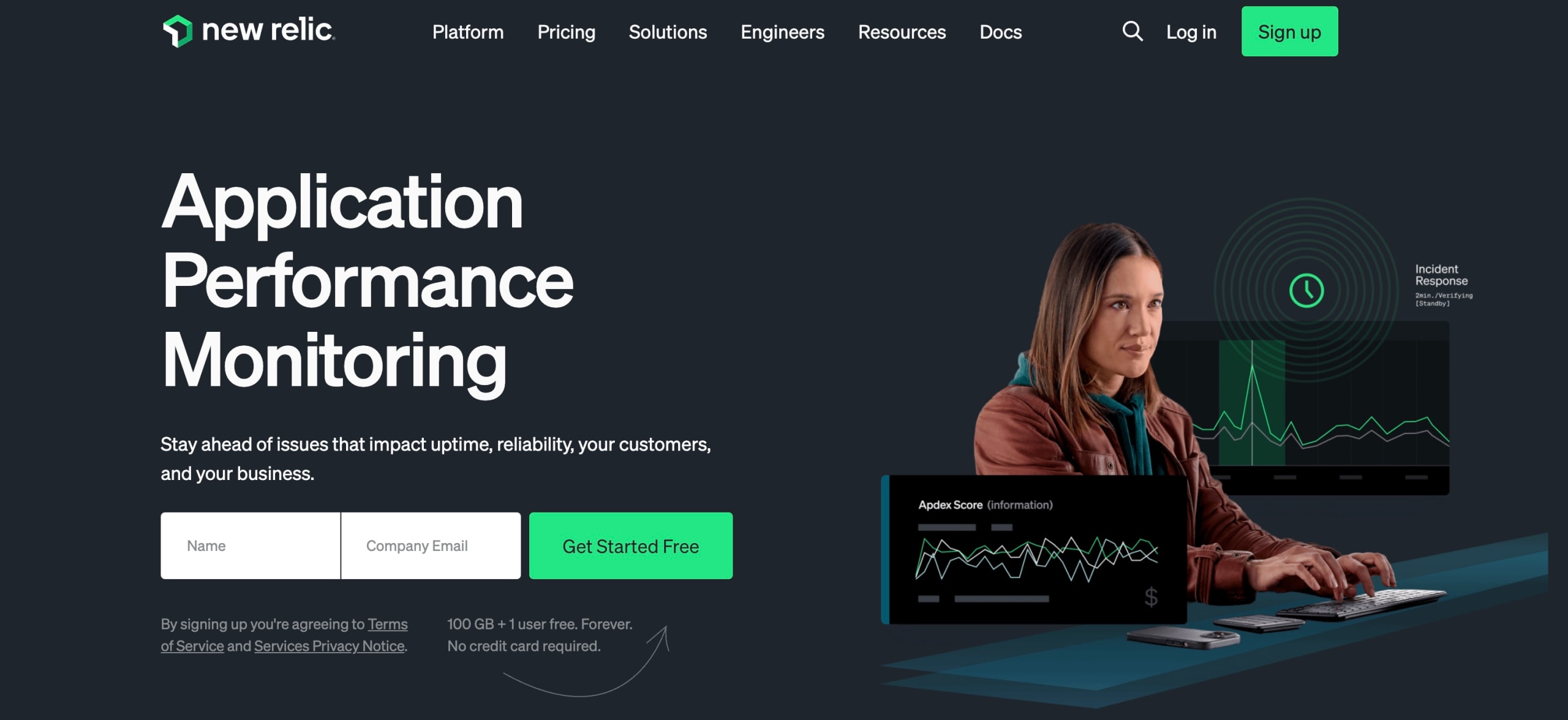 Screenshot of NewRelic’s service page.