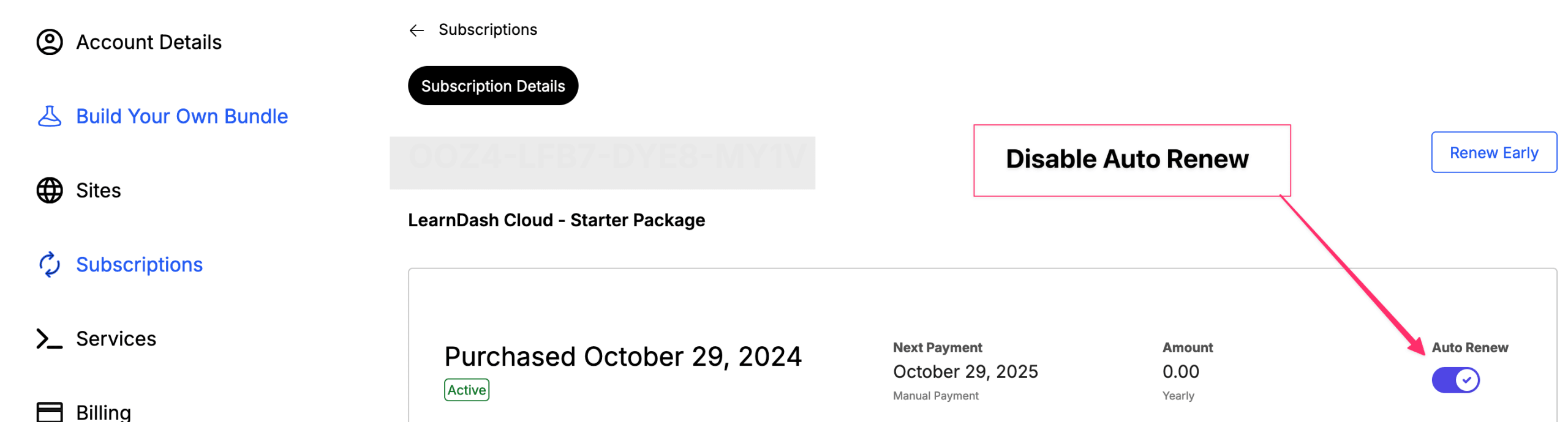 Disable Auto Renew to Cancel