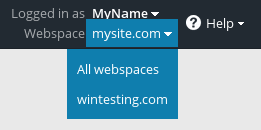 webspaces in dropdown menu