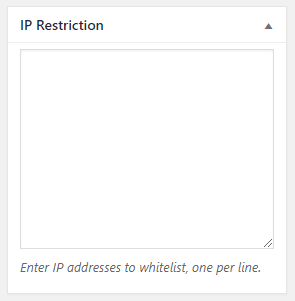 IP whitelist box on the Edit Post page