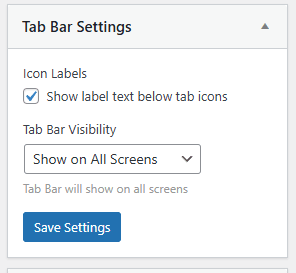 Screenshot of Tab bar visibility options