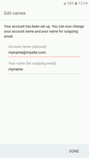 gif showing adding account name and name for outgoing mail
