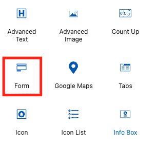 Select the form block from the block appender