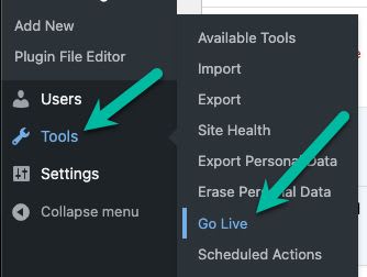 Tools > Go Live