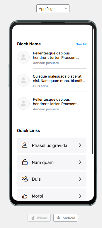 Screenshot of phone mockup