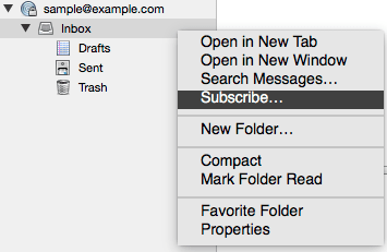 Subscribe to IMAP folders in Thunderbird