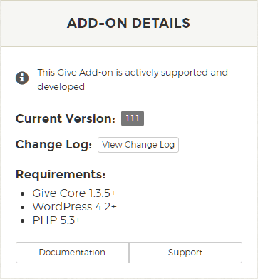 Give Add-on Minimum Requirements