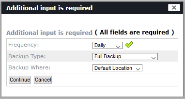 backup schedule detail screen