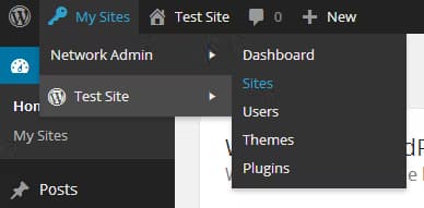 WordPress admin toolbar