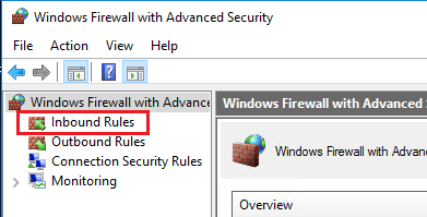 Inbound Firewall Rules section