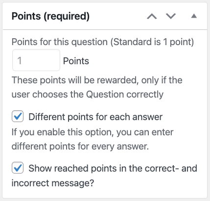 Different points for each answer