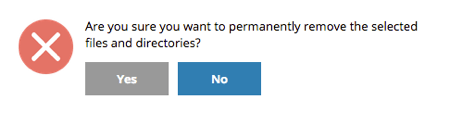 pop-up to confirm delete directory