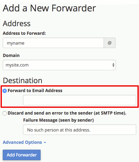 choosing a forwarding address