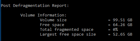 post defragmentation report