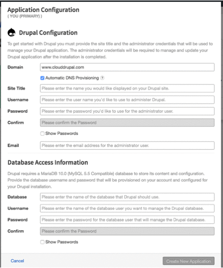 gif showing drupal info entered
