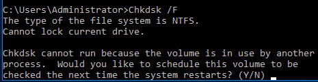forced checkdisk message