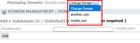 primary domain selection dropdown menu