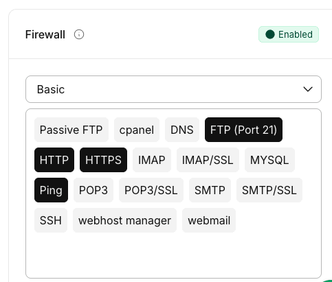 basic firewall displayed in portal.liquidweb.com