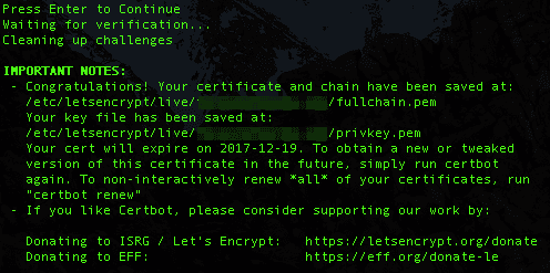 certificate installed successfully
