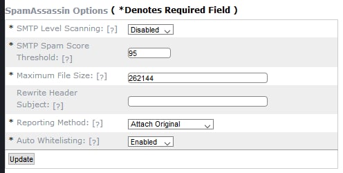 spam assassin options