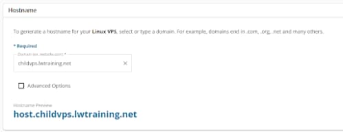 hostname selection screen