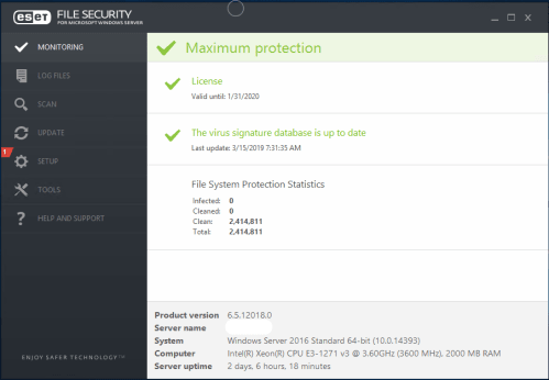 eset main screen
