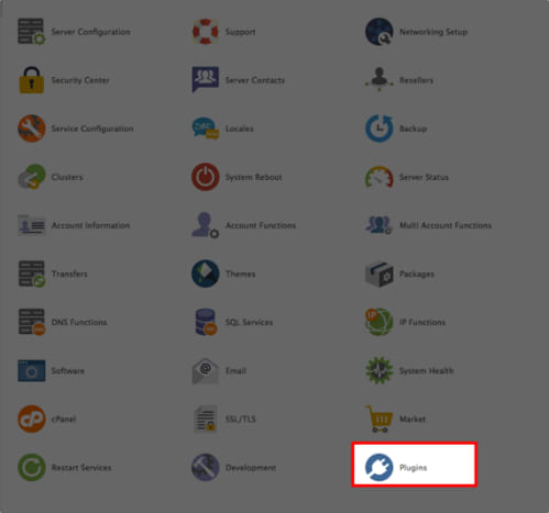 plugin link on whm homepage