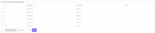 mysql process list screenshot