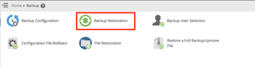 backup restoration icon highlighted