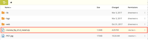 zip file highlighted in directory