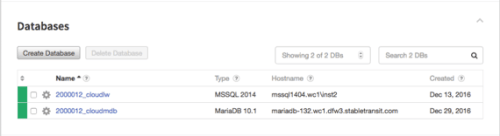 database section on home page