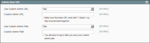 admin base url section