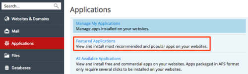 featured applications link highlighted