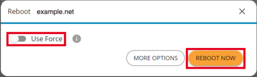 reboot with force highlighted