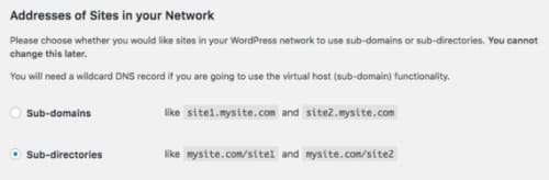 subdirectories or subdomains section