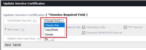 ssl source dropdown menu